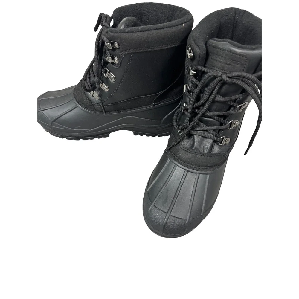 London Fog Jayson Mens Black Insulated Water Resistant Duck Boots BE0910 Size 7M